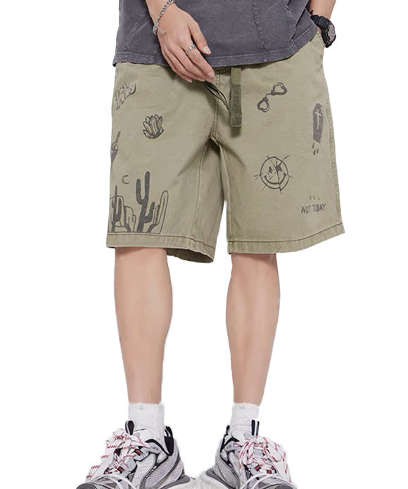 BAKYARDER Vintage Graffiti Printed Shorts