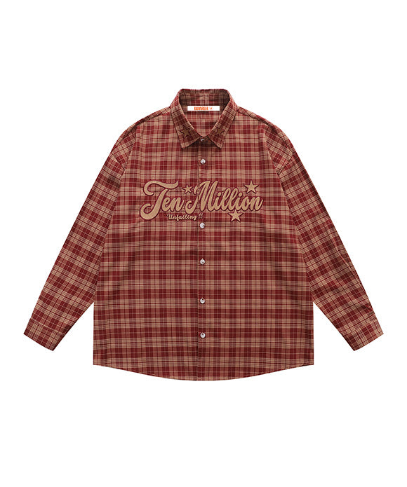 BAKYARDER Vintage Embroidered Plaid Shirt