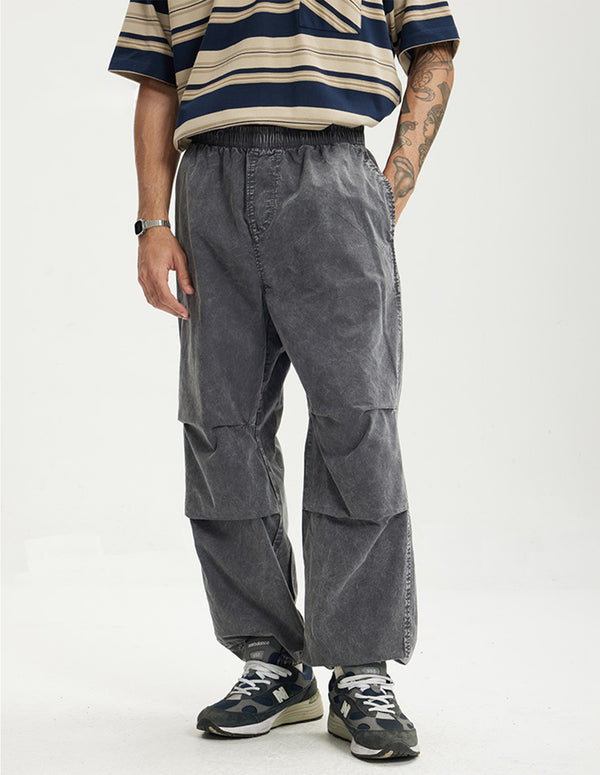 BAKYARDER Vintage Wash Pleated Cargo Jogger Pants