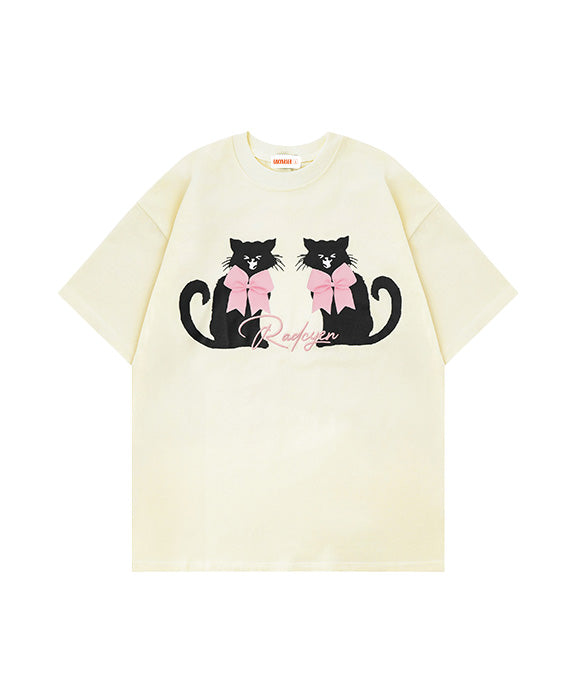 BAKYARDER Vintage Cat Print Tee