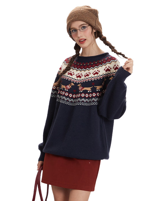 BAKYARDER  Vintage Dog Jacquard Sweater