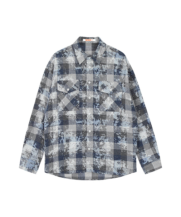 BAKYARDER Vintage Plaid Tie-Dye Shirt