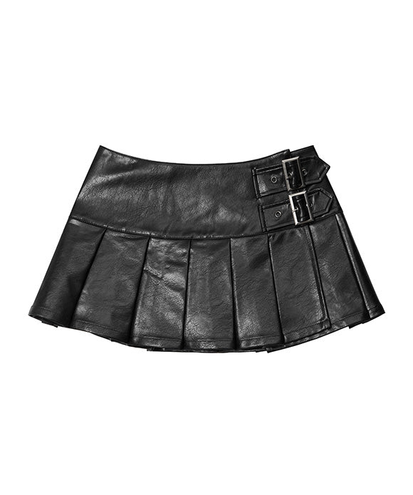 BAKYARDER Vintage High-Waisted PU Leather Skirt