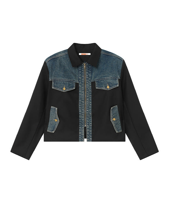 BAKYARDER Denim Patchwork Casual Jacket