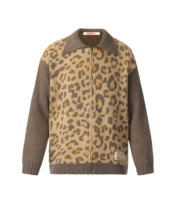 BAKYARDER Leopard Print Color-Block Sweater