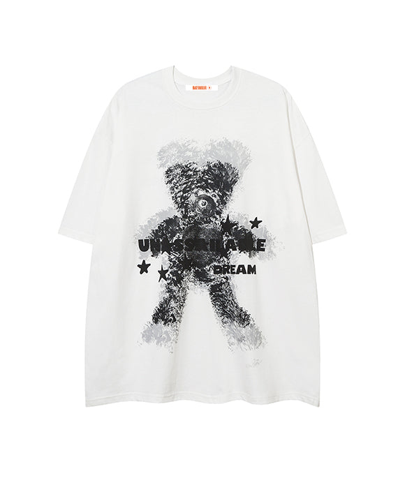 BAKYARDER Vintage Letter Teddy Bear Print Tee