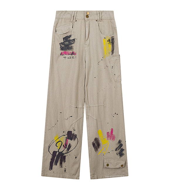 BAKYARDER Graffiti Print Jeans