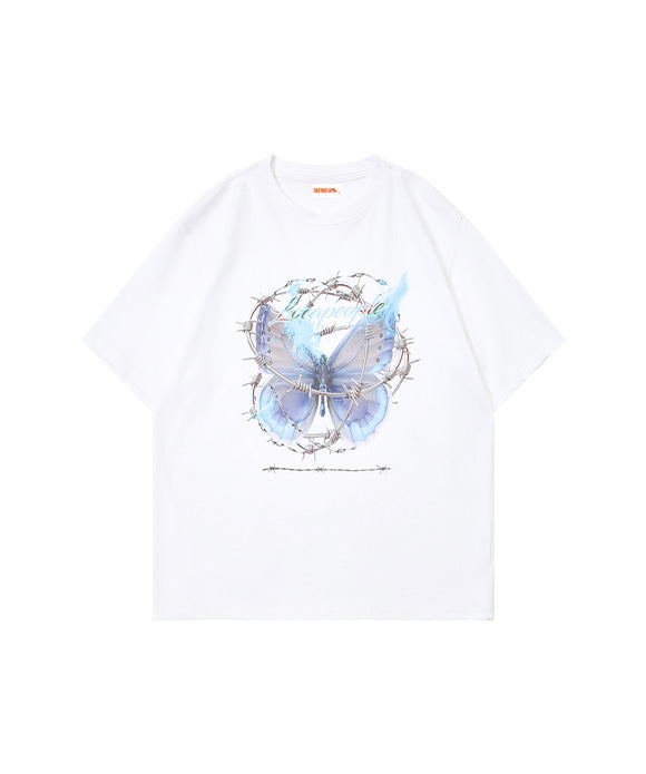 BAKYARDER Vintage Butterfly Letter Printed Tee