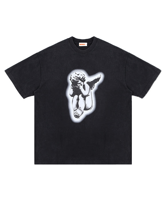 BAKYARDER Vintage Weeping Cherub Print Tee