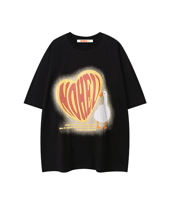 BAKYARDER Vintage Heart Duck Print Tee