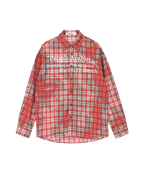 BAKYARDER Letter Patchwork Tie-Dye Plaid Shirt