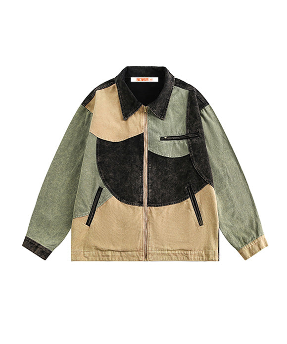 BAKYARDER Color-blocked Washed Jacket