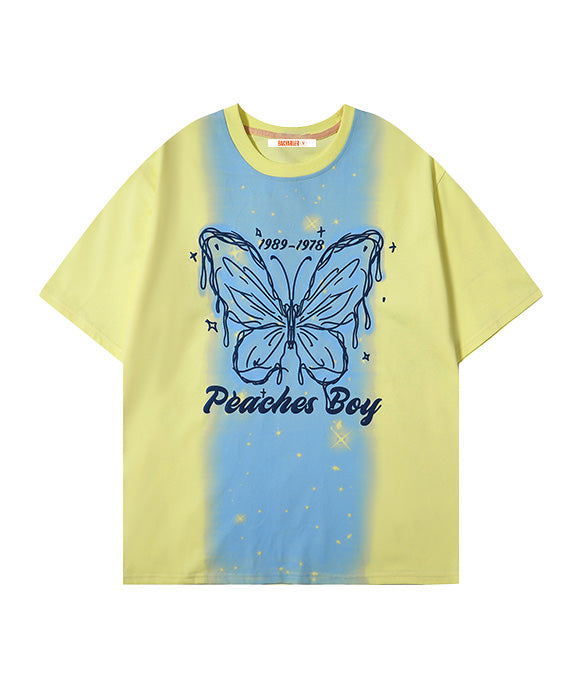 BAKYARDER Vintage Gradient Butterfly Print Tee