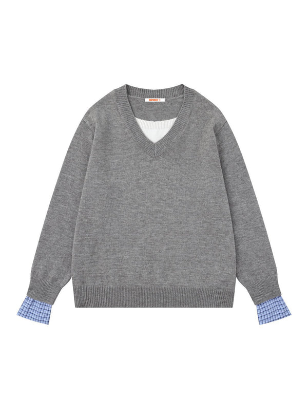 Pull patchwork à carreaux BAKYARDER à effet superposé