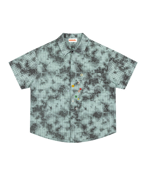 BAKYARDER Vintage Gradient Plaid Tie-Dye Shirt