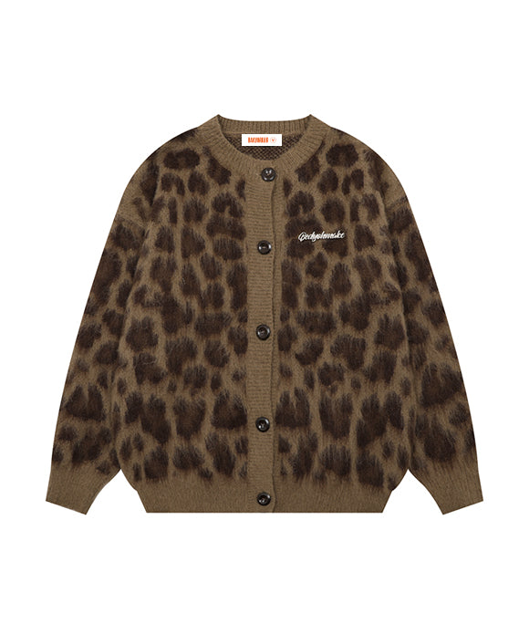 BAKYARDER Vintage Leopard Print Knit Cardigan