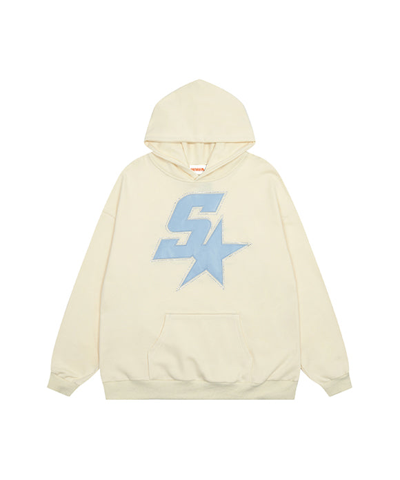 BAKYARDER Retro Street Embroidered Stars Hoodie