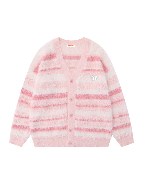 BAKYARDER Vintage Mohair Ombre Stripe Cardigan