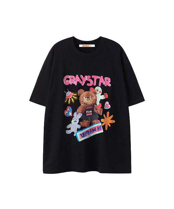 BAKYARDER Cartoon Bear Print Tee