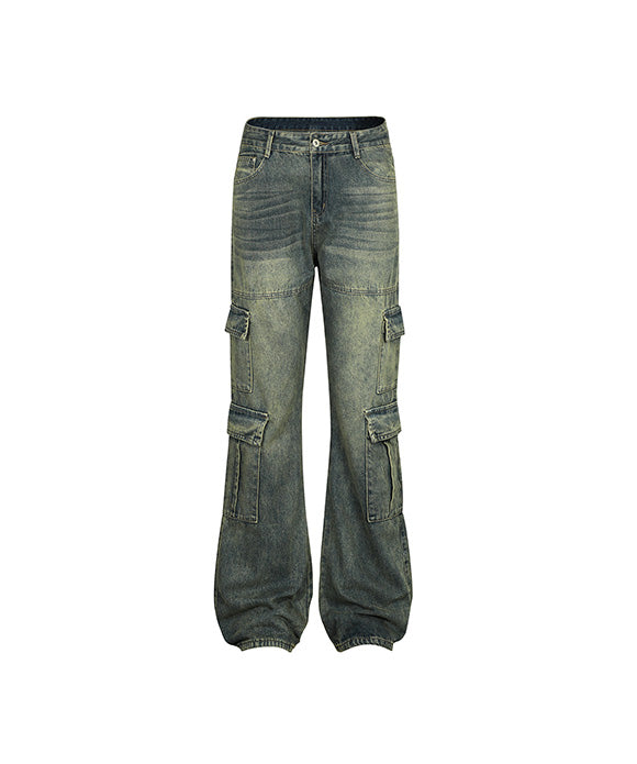 BAKYARDER Vintage Multi-Pocket Cargo Jeans