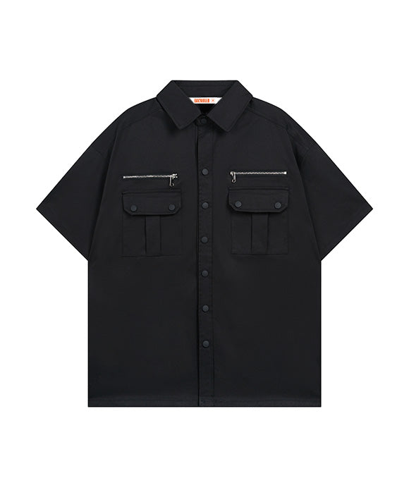 BAKYARDER Vintage Zipper Multi-Pocket Shirt