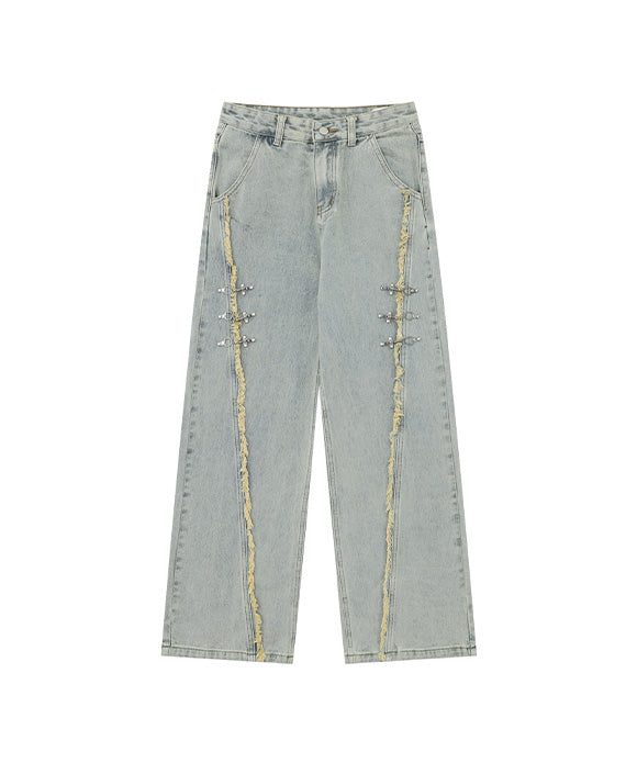 BAKYARDER Vintage Buttoned Frayed Jeans