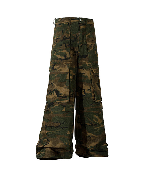 BAKYARDER Vintage Camo Cargo Pants with Large Pockets