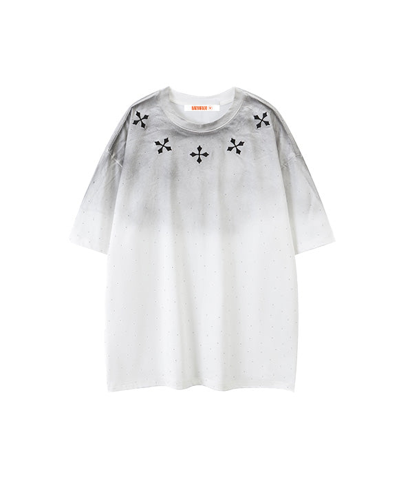 BAKYARDER Cross Embroidered All-Over Star Tee