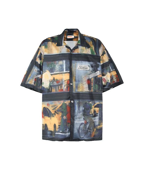 BAKYARDER Rainy Street Scene Oil Painting Shirt