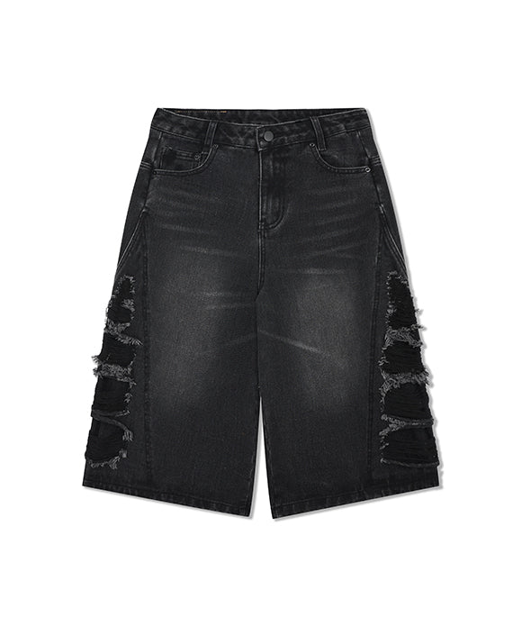 BAKYARDER Distressed Acid Wash Denim Shorts