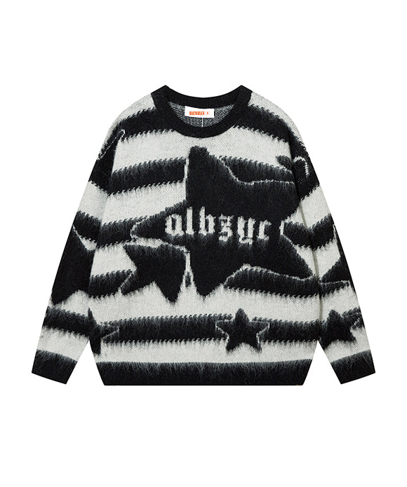 BAKYARDER Vintage Striped Star Sweater