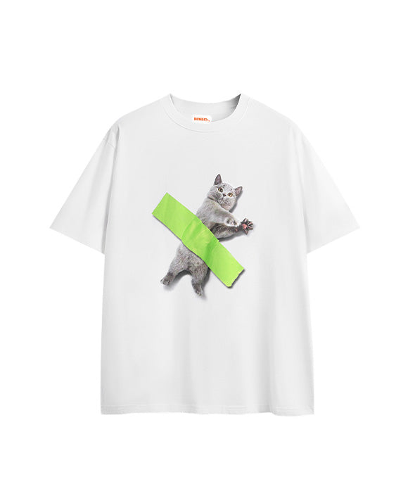 BAKYARDER Street-Style Duct Tape Cat Tee