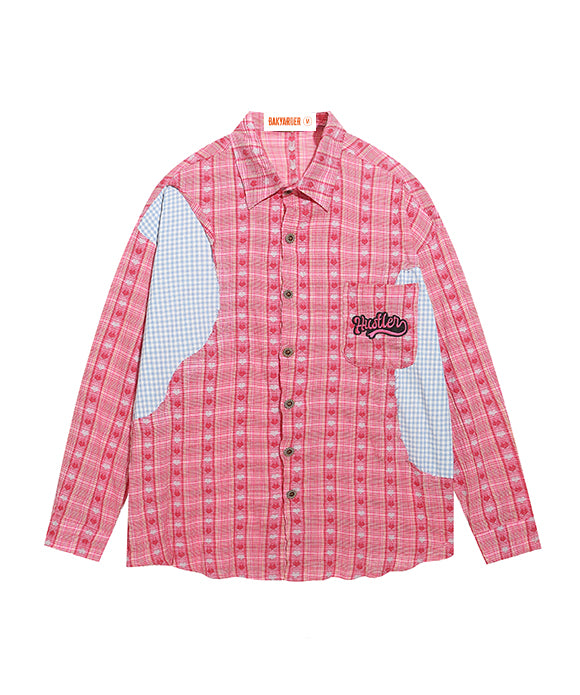 BAKYARDER Patchwork Heart Plaid Shirt