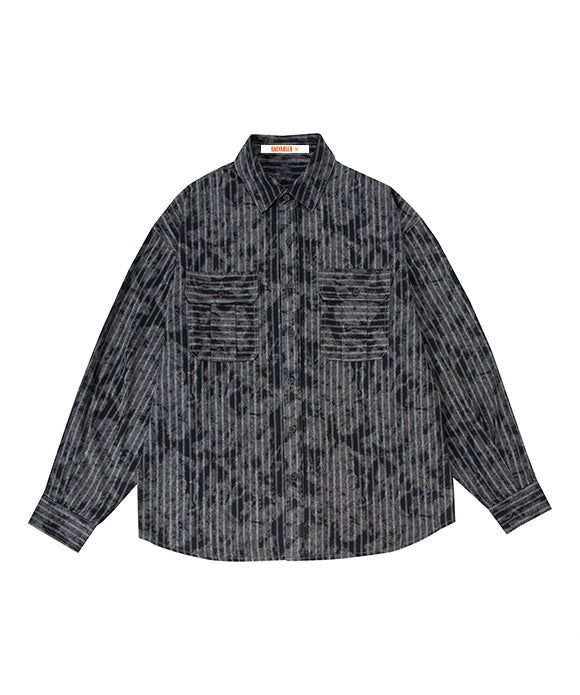 BAKYARDER Vintage Textured Striped Shirt