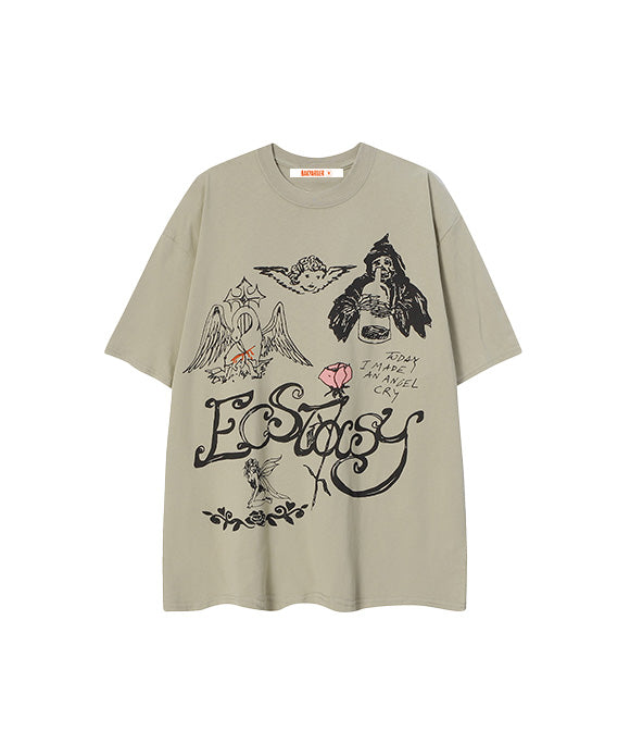 BAKYARDER Vintage Graffiti Print Tee