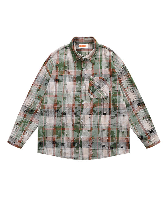 BAKYARDER Vintage Distressed Plaid Shirt