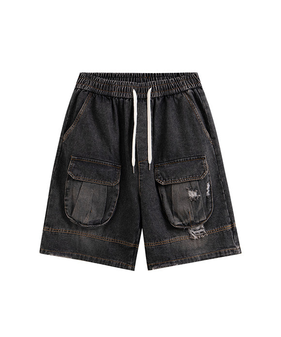 BAKYARDER Vintage Denim Side-Pocket Shorts