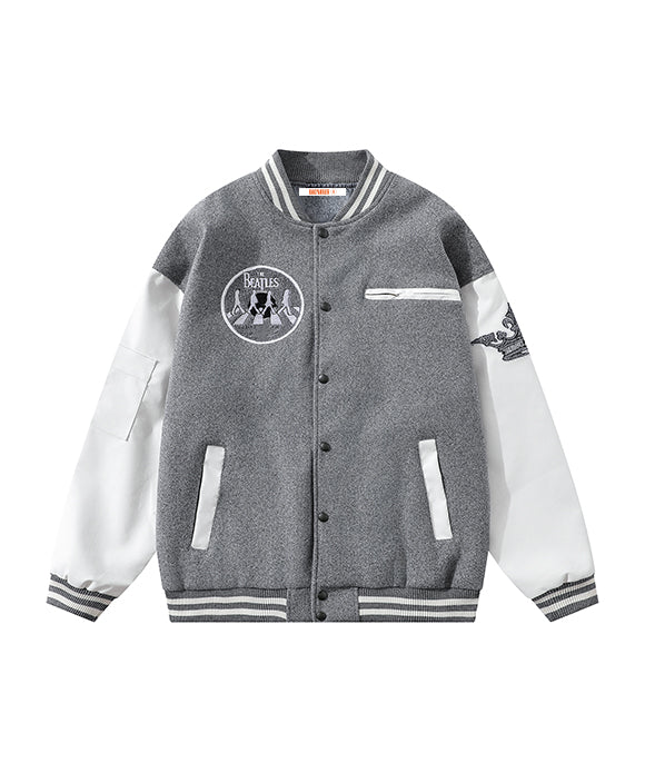 BAKYARDER Vintage Color Block Patchwork Baseball Jacket