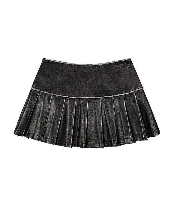 BAKYARDER Vintage PU Leather Midi Skirt