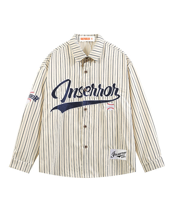 BAKYARDER Vintage Striped Appliqué Embroidered Shirt