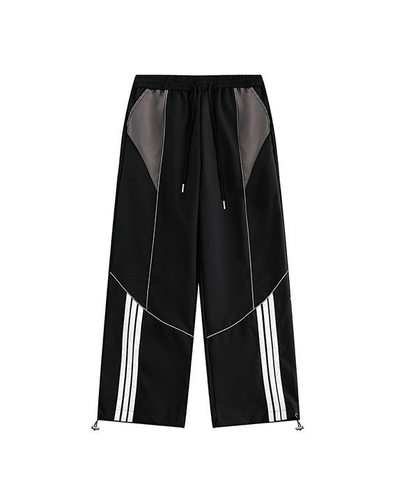 BAKYARDER  Patchwork Striped Straight-Leg Casual Pants