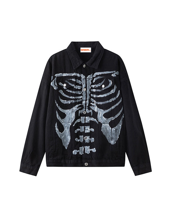 BAKYARDER Graffiti Skull Denim Jacket