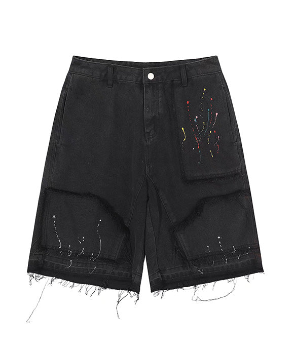 BAKYARDER Vintage Splatter Paint Denim Shorts