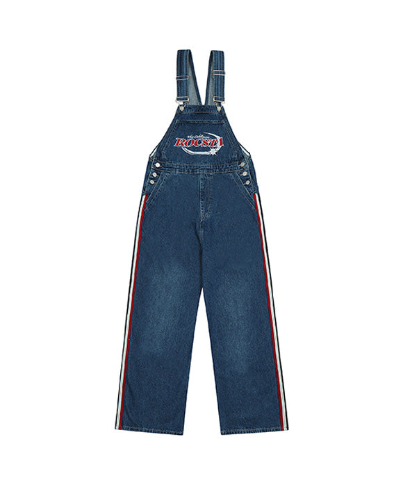 BAKYARDER Letter Embroidered Denim Overalls