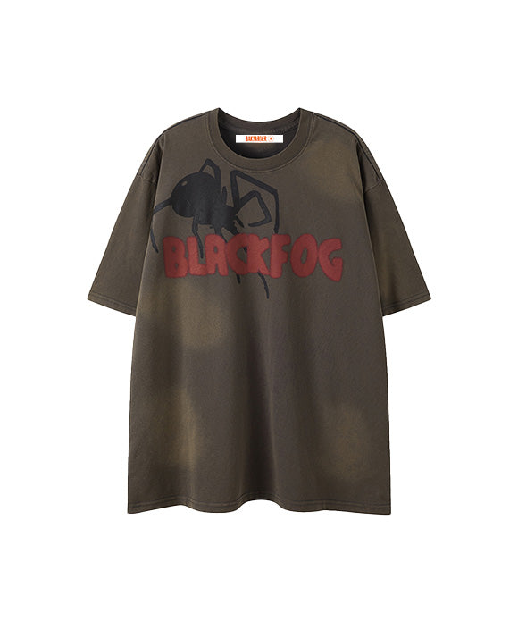 BAKYARDER Distressed Spider Print Tee