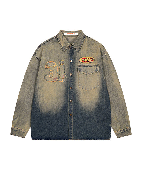 BAKYARDER Vintage Appliqué Embroidered Denim Jacket