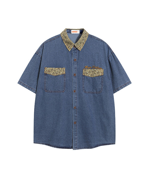 BAKYARDER Denim Floral Shirt