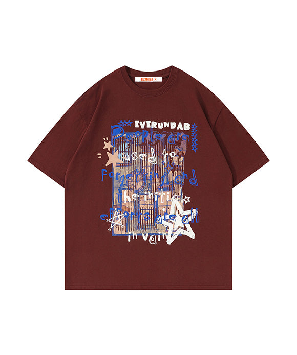 BAKYARDER Star Letter Graffiti Print Tee