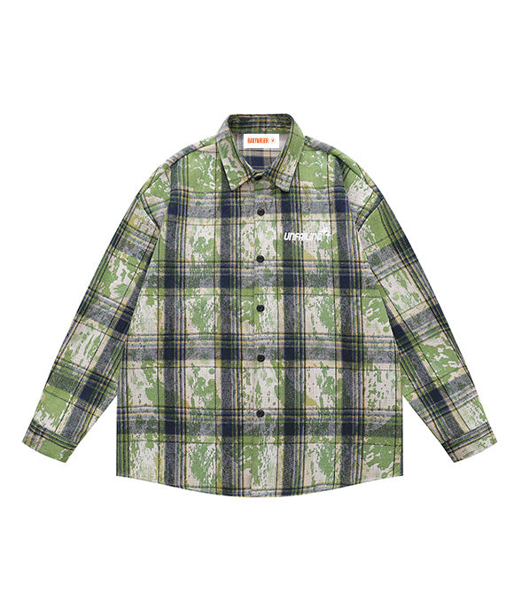 BAKYARDER Vintage Tie-Dye Plaid Shirt