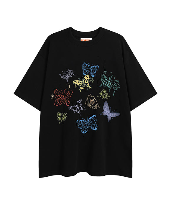 BAKYARDER Colorful Butterfly Print Tee